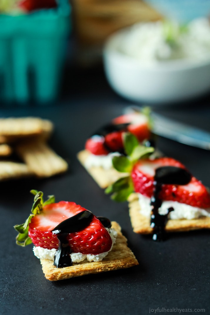 Healthy Appetizers Recipes
 Easy Strawberry Goat Cheese Bites with Balsamic Reduction