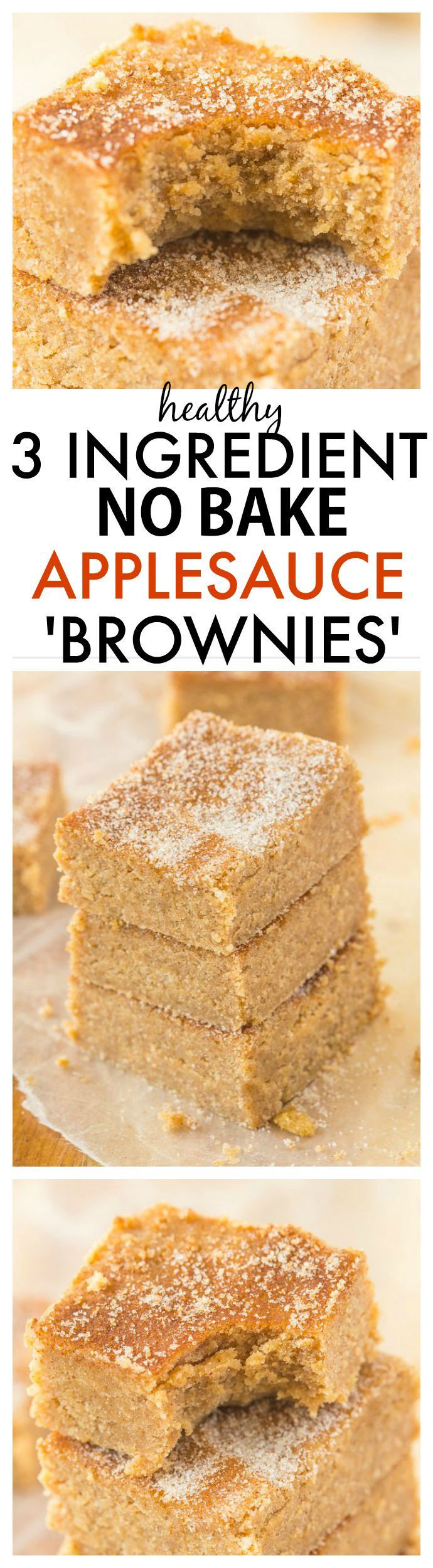 Healthy Applesauce Brownies
 Healthy No Bake Applesauce Brownies with just 3