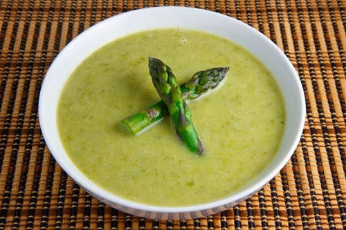 Healthy Asparagus Soup
 Creamy Asparagus Soup with Morel Mushrooms and Ramps on