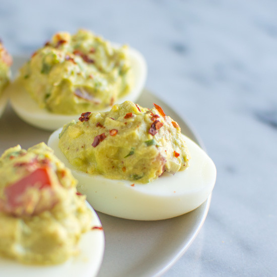 Healthy Avocado Deviled Eggs
 Guacamole Deviled Eggs