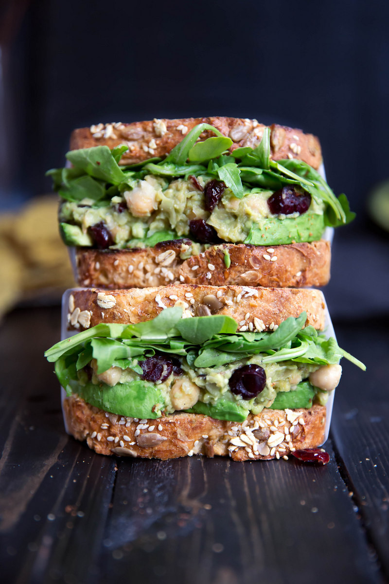 Healthy Avocado Sandwich Recipes
 Smashed Chickpea Avocado Salad Sandwich with Cranberries