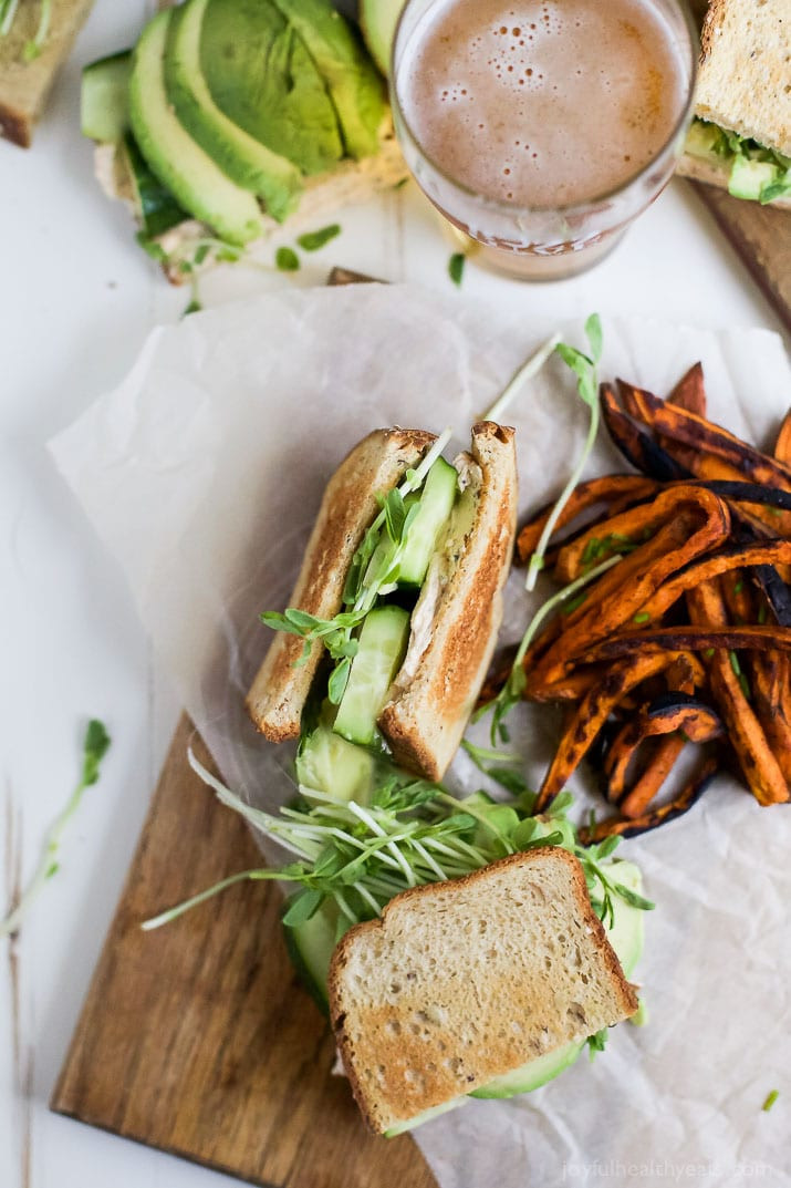 Healthy Avocado Sandwich Recipes
 Cucumber Avocado Sandwich with Herb Goat Cheese