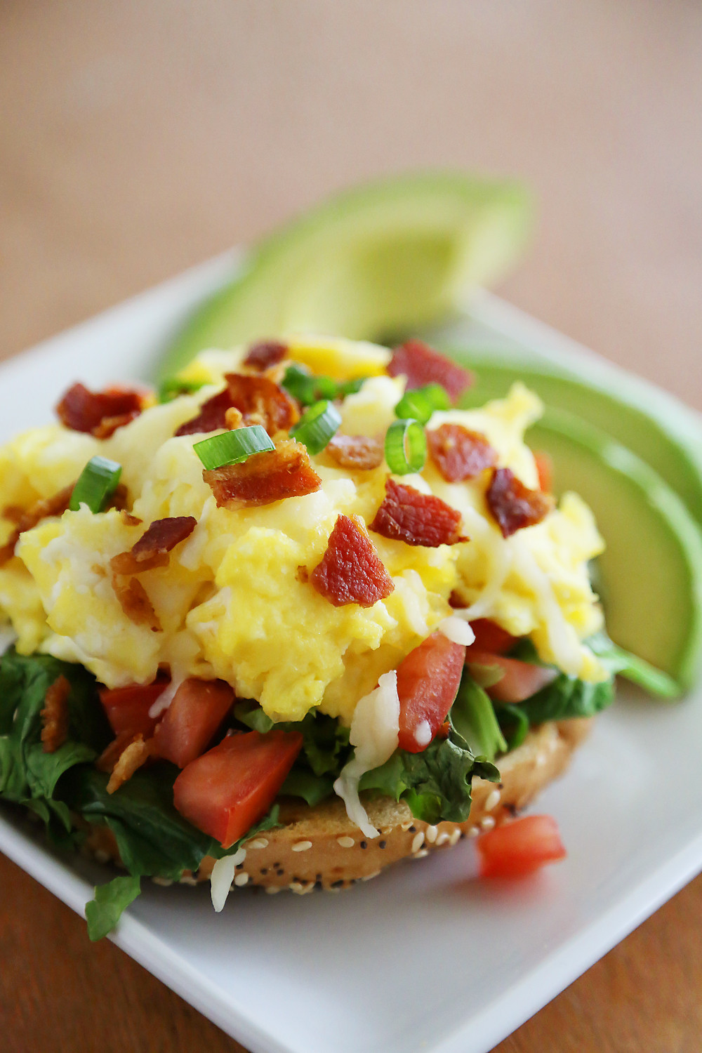 Healthy Bagel Breakfast
 Open Faced Bagel Breakfast Sandwich