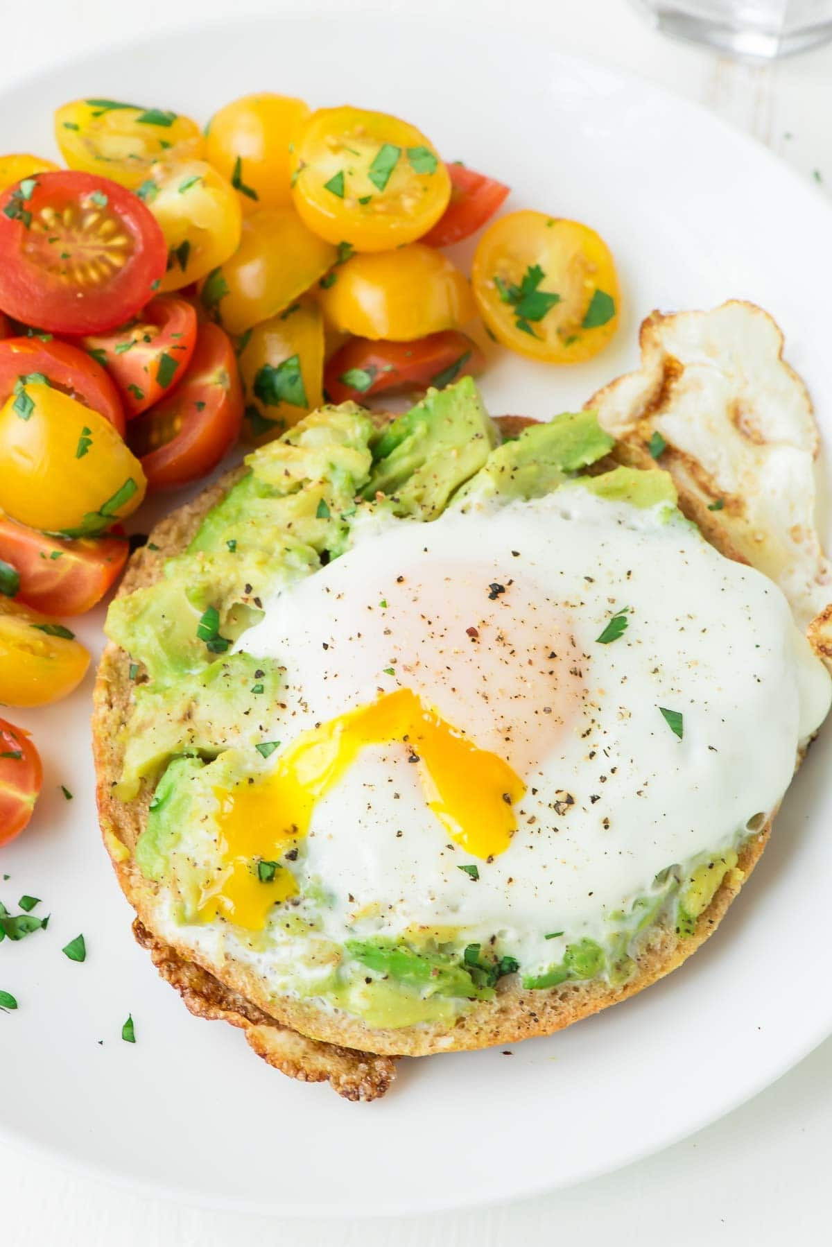 Healthy Bagel Breakfast
 Bagel Egg in a Hole with Smashed Avocado