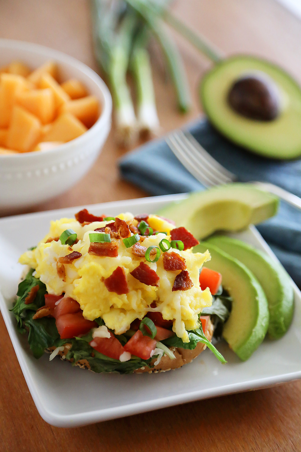 Healthy Bagel Breakfast
 Open Faced Bagel Breakfast Sandwich