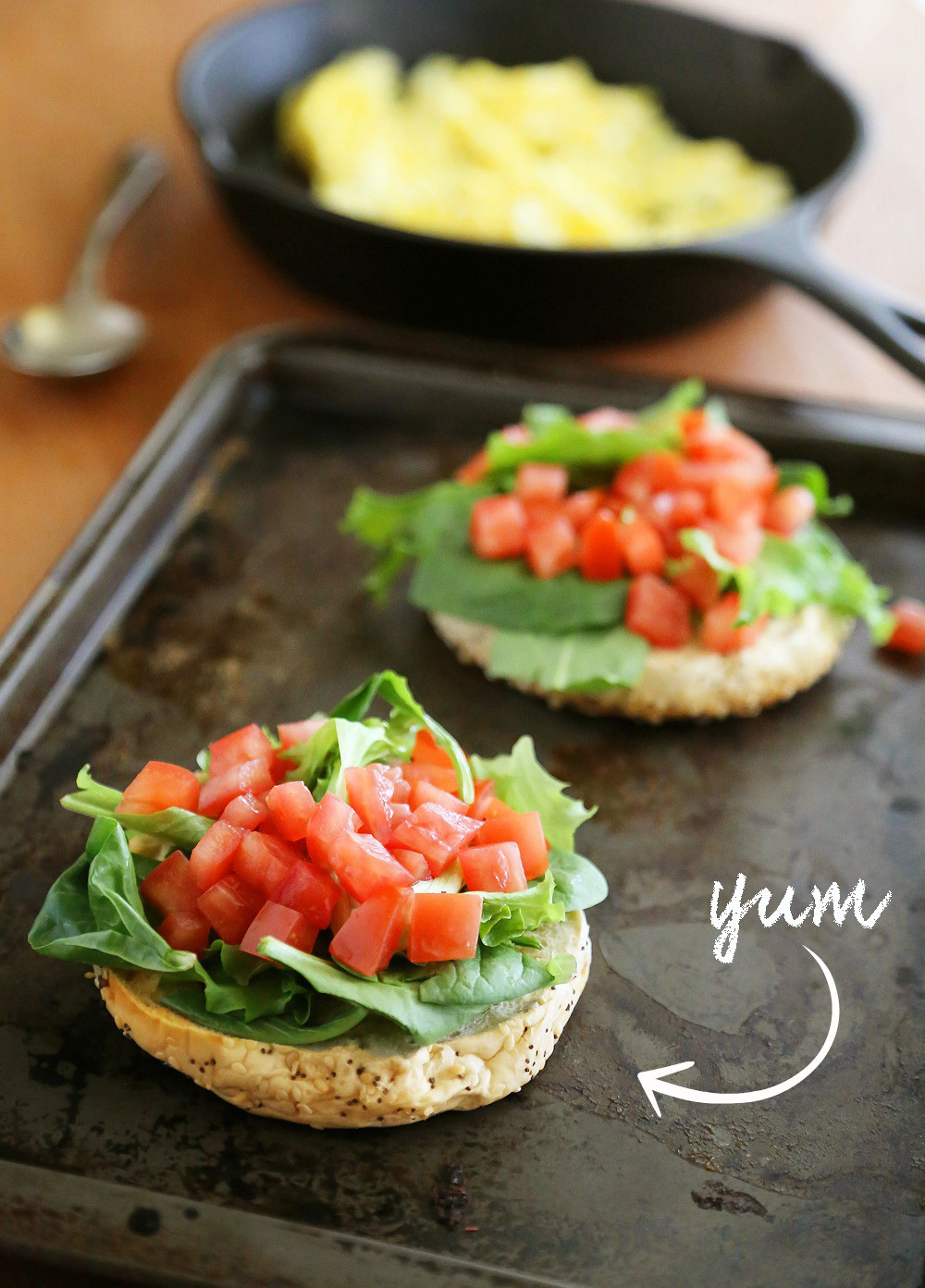 Healthy Bagel Breakfast
 Open Faced Bagel Breakfast Sandwich