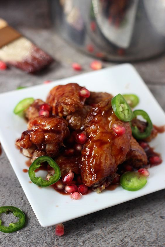 Healthy Baked Chicken Wings Recipes
 Sticky Baked Chicken Wings with Spicy Pomegranate Glaze