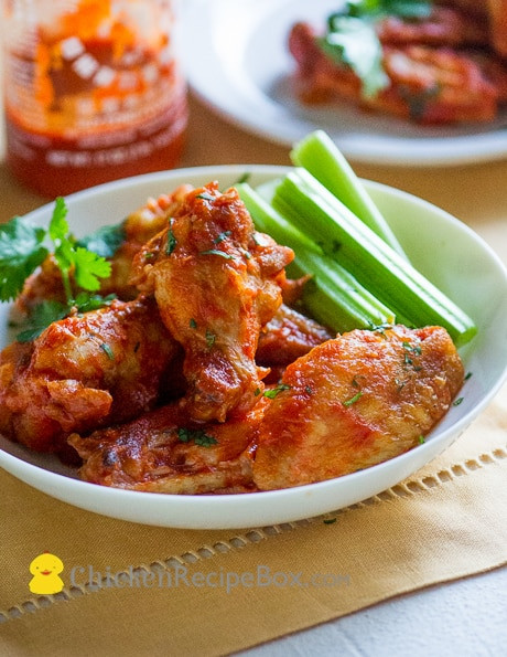Healthy Baked Chicken Wings
 Healthy Crispy Chicken Buffalo Wings w Sriracha Hot Sauce