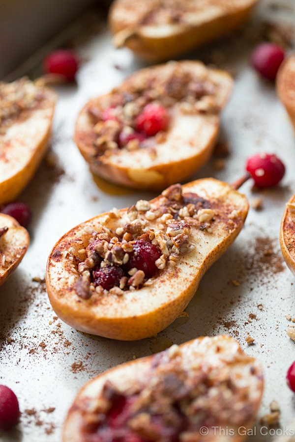 Healthy Baked Desserts
 Baked Pears with Honey Cranberries and Pecans