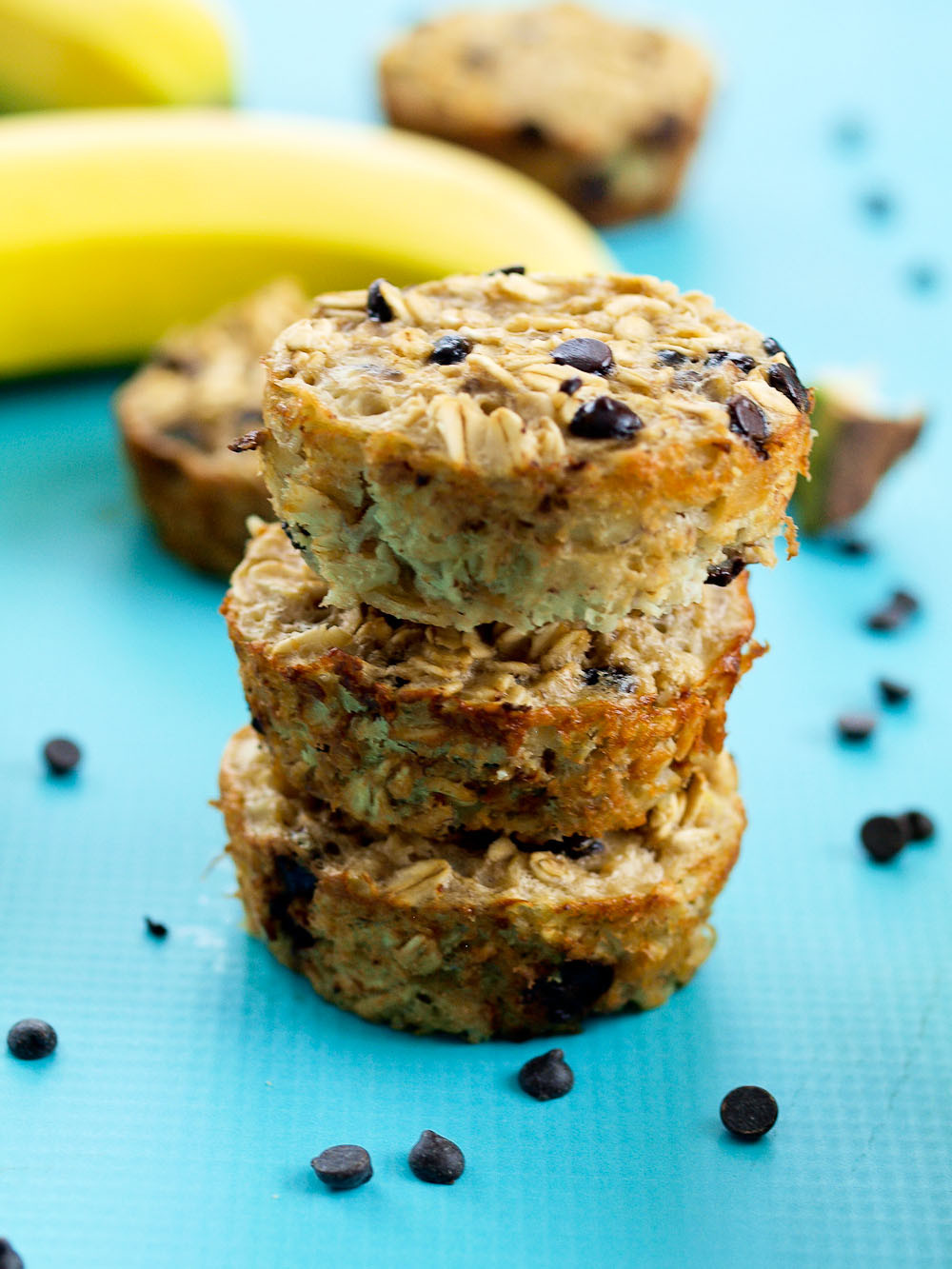 Healthy Banana Oatmeal Chocolate Chip Muffins
 Banana Chocolate Chip Baked Oatmeal Muffins Happy