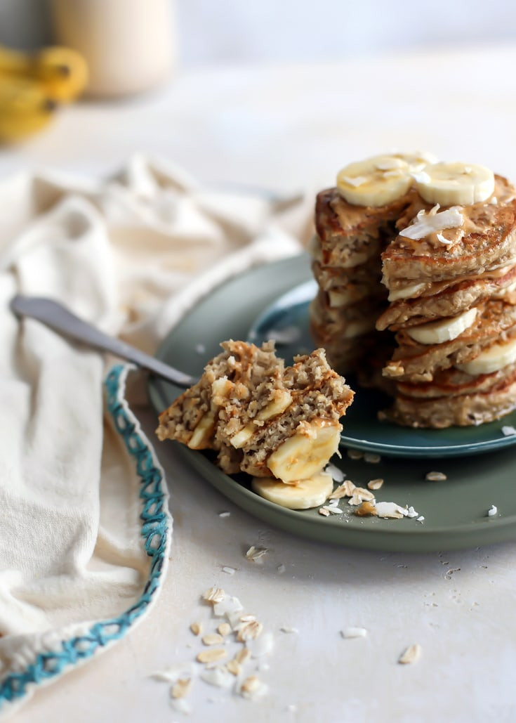 Healthy Banana Pancakes Oats
 Healthy Oatmeal Banana Pancakes [DF GF] • Fit Mitten Kitchen