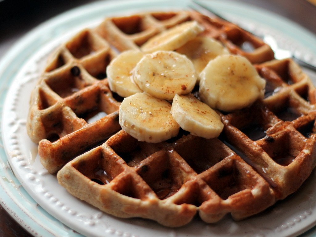 Healthy Banana Waffles
 Banana Chocolate Chip Quinoa Flour Waffles