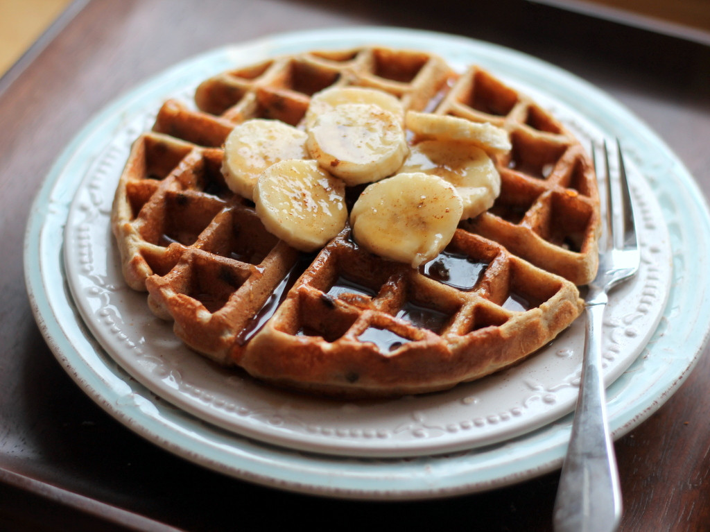 Healthy Banana Waffles
 Banana Chocolate Chip Quinoa Flour Waffles