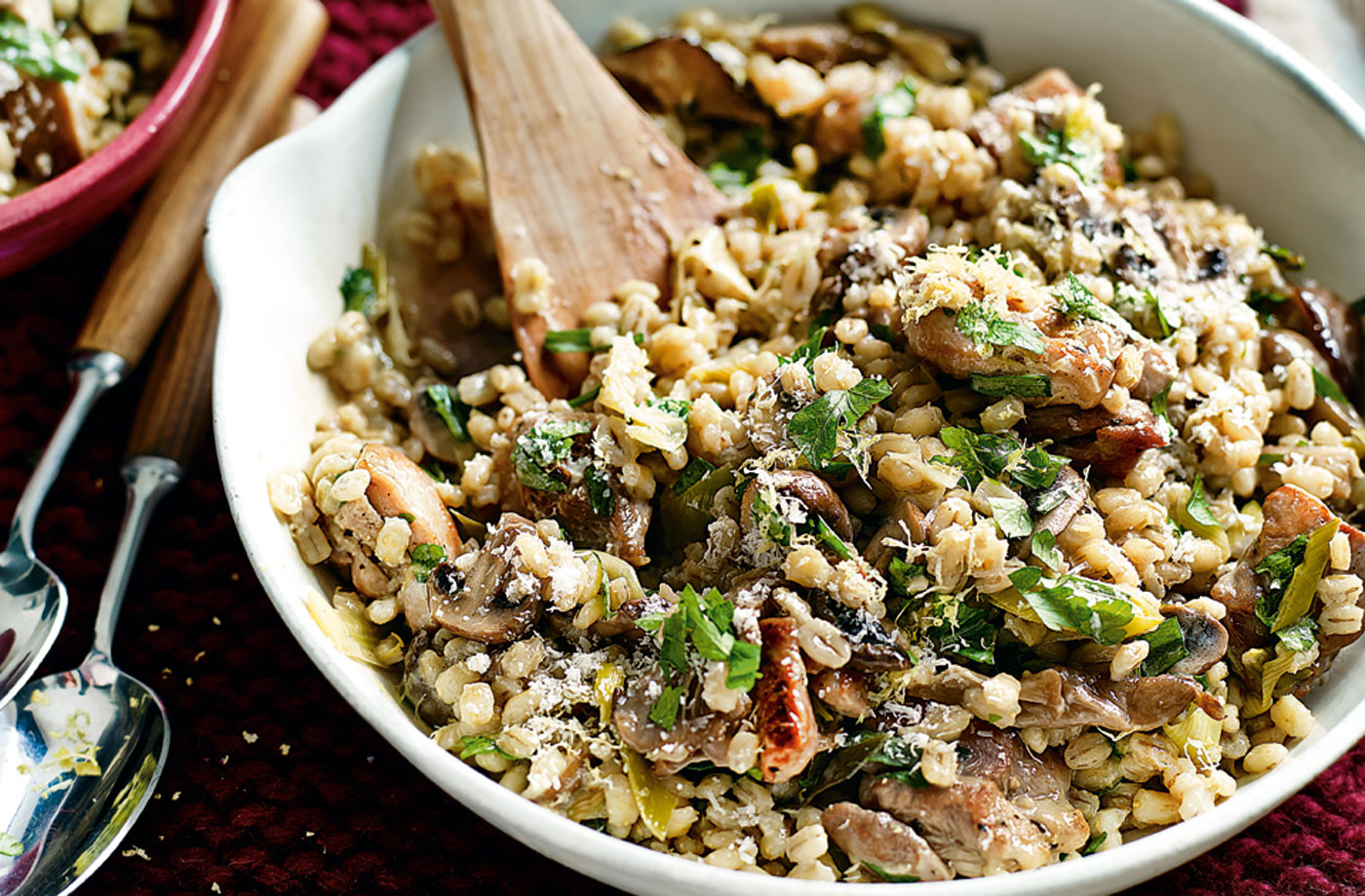 Healthy Barley Recipes
 Chicken and mushroom pearl barley risotto