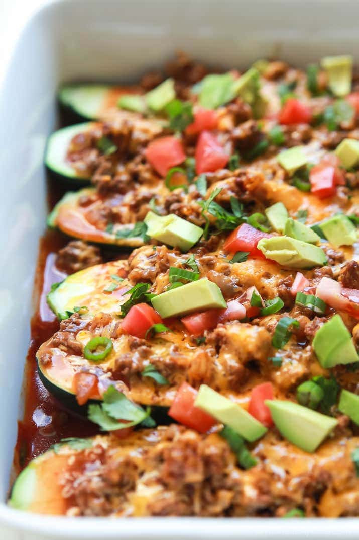 Healthy Beef Dinners
 Ground Beef Enchilada Zucchini Boats