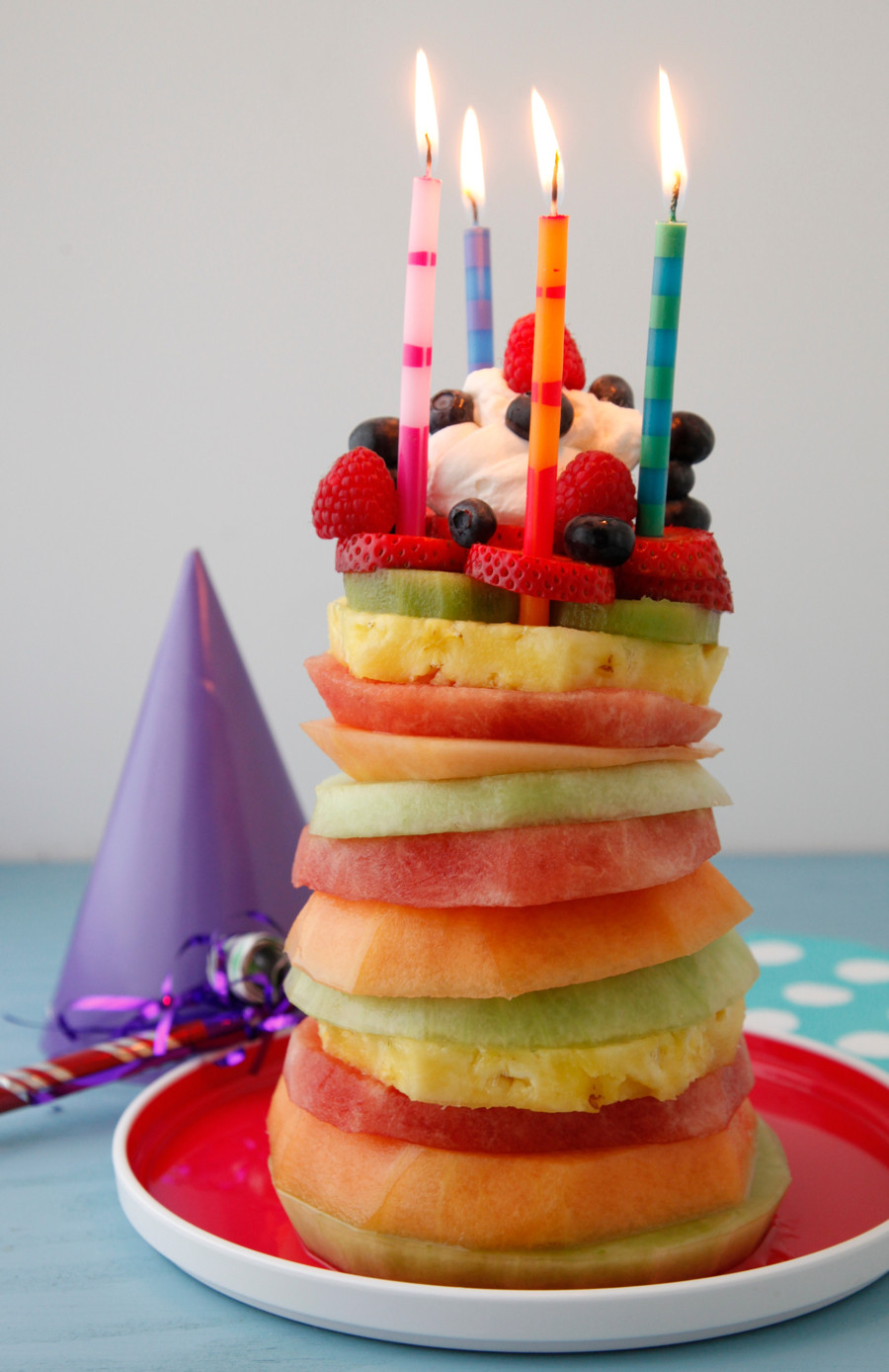 Healthy Birthday Cake
 Fruit Tower Birthday Cake