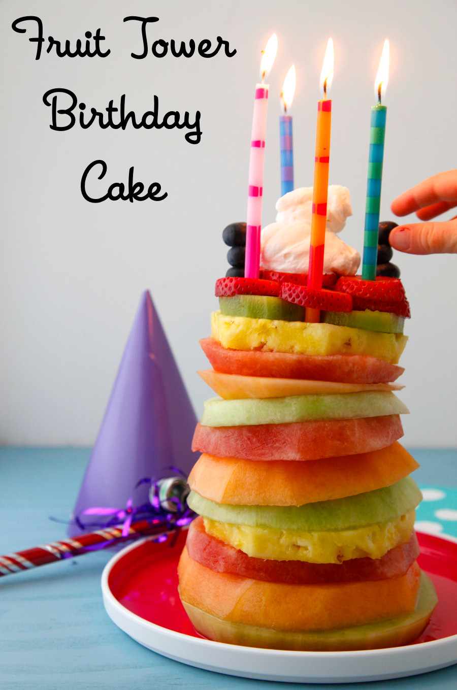 Healthy Birthday Desserts
 Fruit Tower Birthday Cake