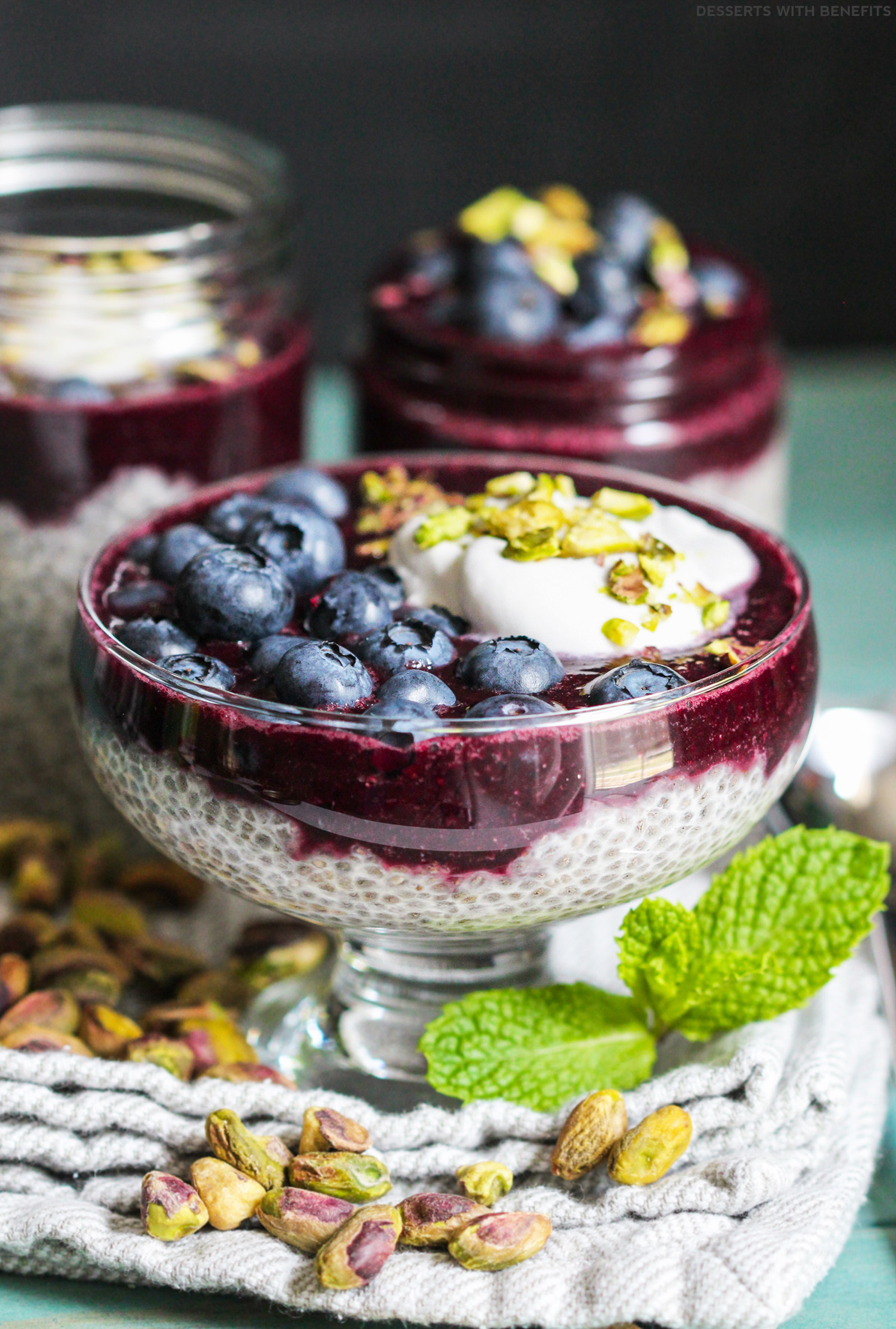 Healthy Blueberry Desserts
 Healthy Blueberry Lemon Rosewater Chia Seed Pudding raw
