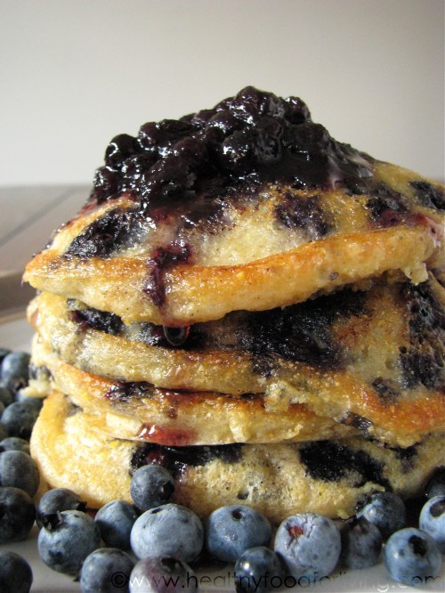 Healthy Blueberry Pancakes
 Blueberry Cornmeal Pancakes for e