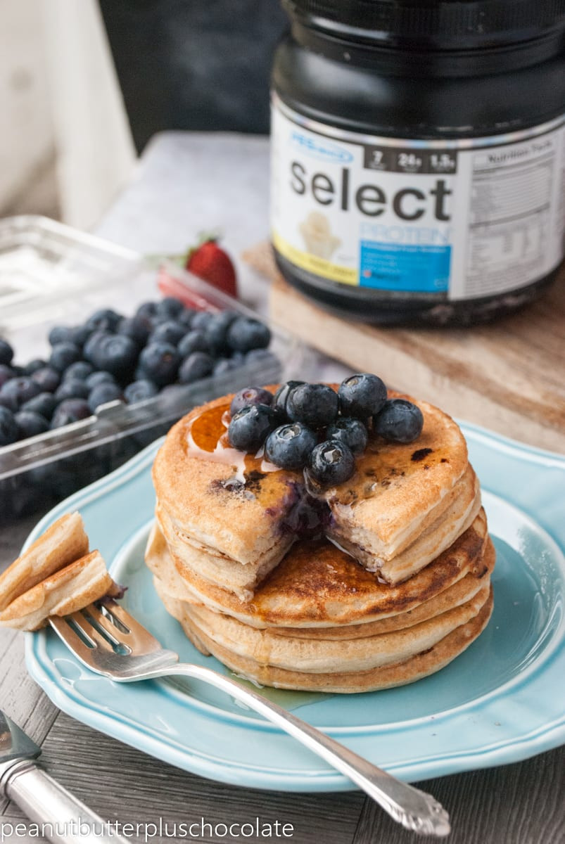 Healthy Blueberry Pancakes
 Healthy Blueberry Pancakes High Protein and GF — Peanut