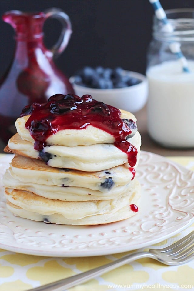 Healthy Blueberry Pancakes
 Blueberry Pancakes with Fresh Blueberry Syrup Yummy