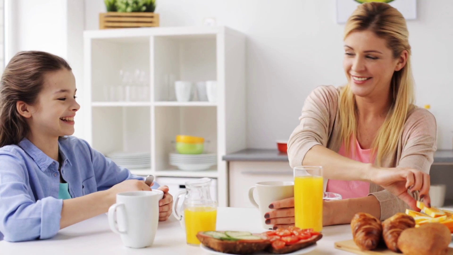 Healthy Breakfast At Home
 food healthy eating family and people concept happy