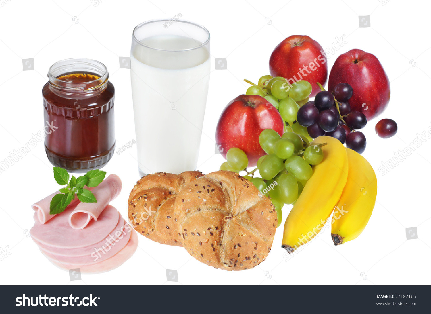 Healthy Breakfast Baked Goods
 Healthy Breakfast With Baked Goods Fruits Milk Honey