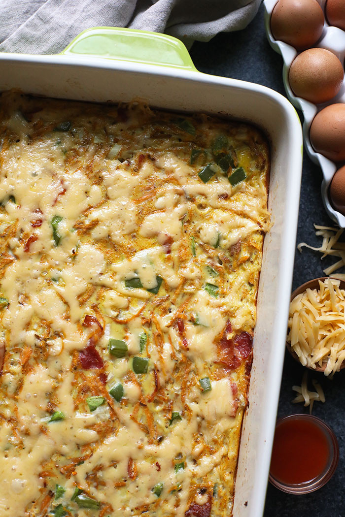 Healthy Breakfast Casserole With Hash Browns
 Healthy Breakfast Casserole with Sweet Potato Hash Browns