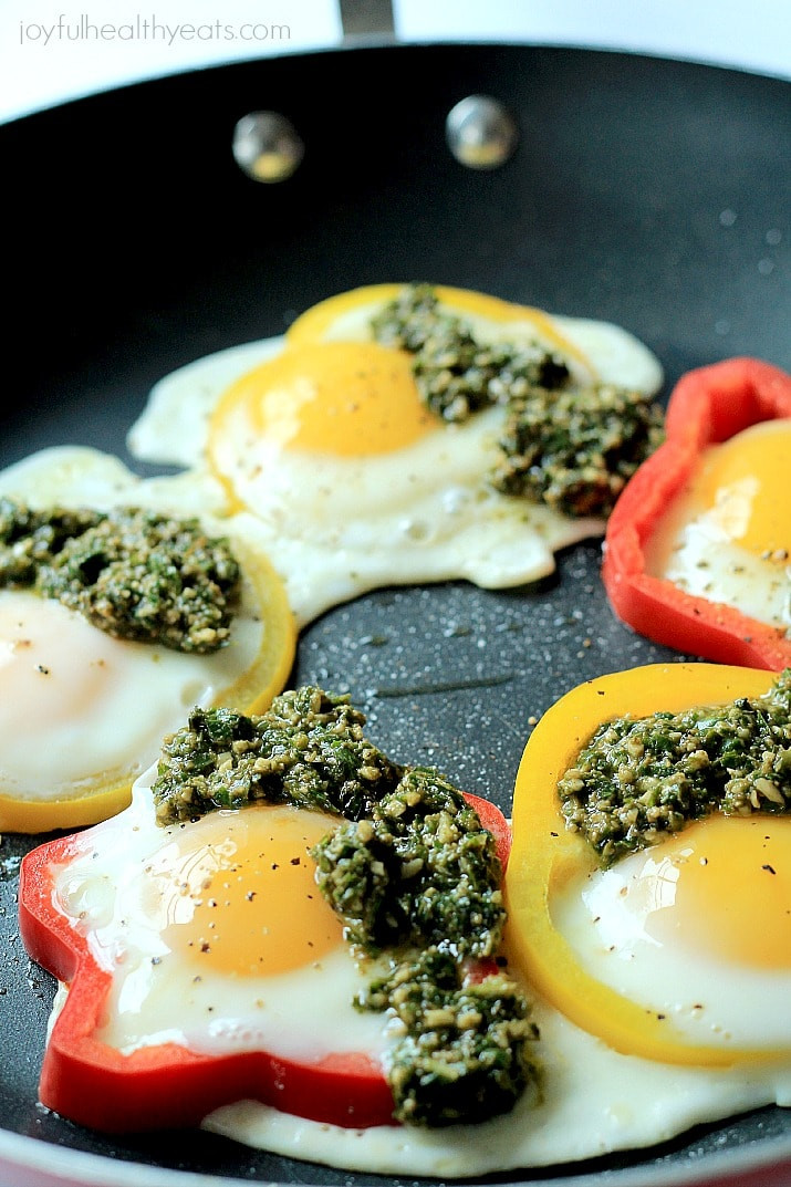 Healthy Breakfast Eggs
 Egg in a Hole with Basil Pesto