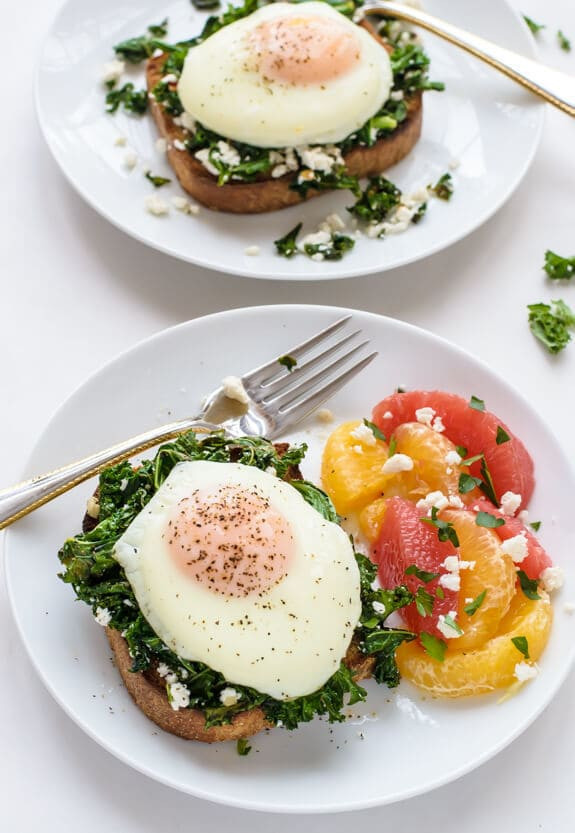 Healthy Breakfast Eggs
 Easy Kale Feta Egg Toast