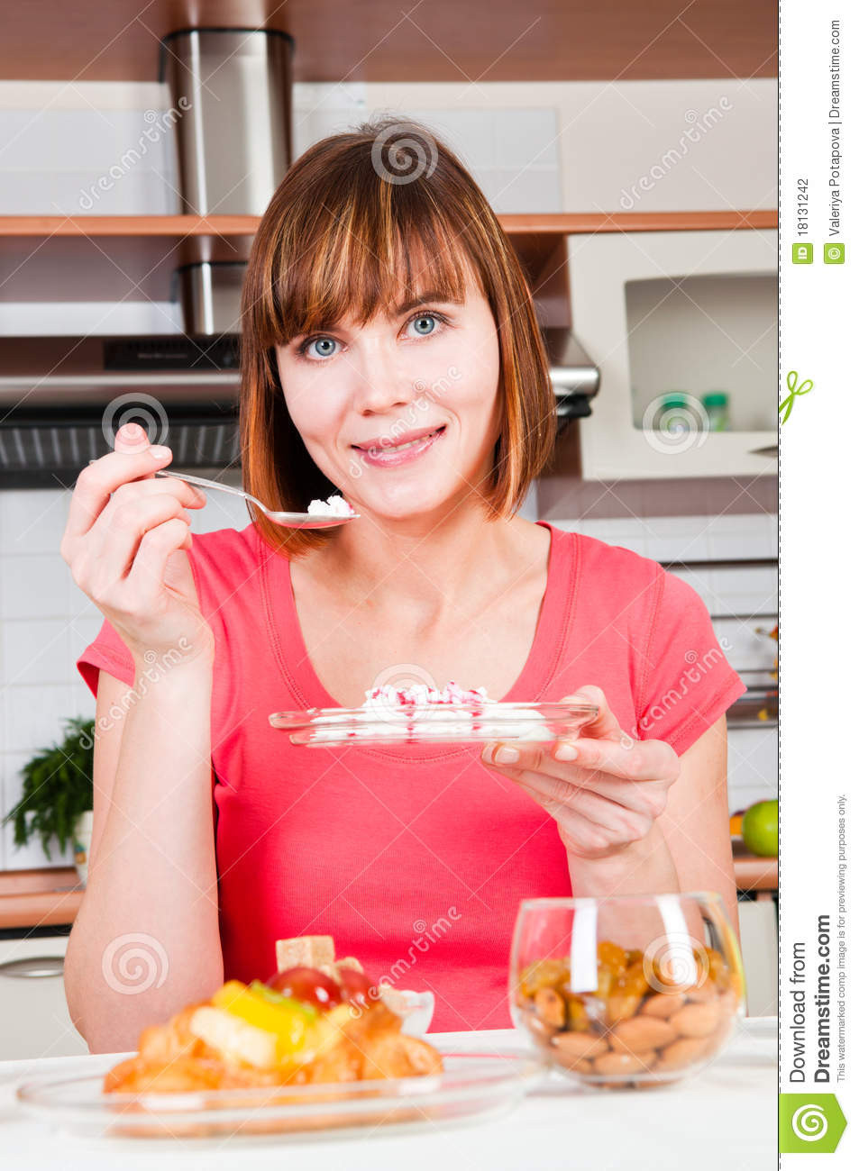 Healthy Breakfast For Women
 Woman Having A Healthy Breakfast Stock Image