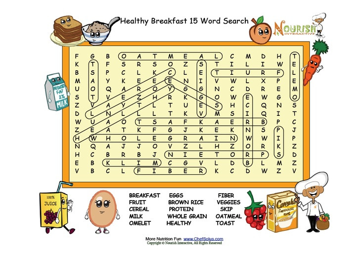 Healthy Breakfast Game
 Healthy Breakfast Word Search Answer key