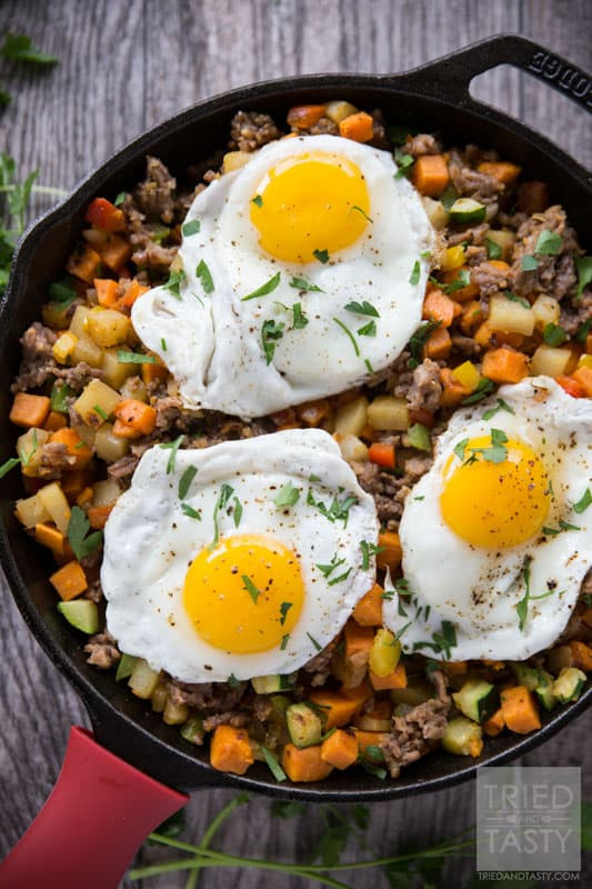 Healthy Breakfast Hash
 Sweet Potato & Sausage Breakfast Hash Tried and Tasty