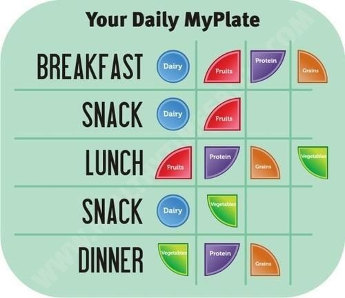 Healthy Breakfast Lunch And Dinner Chart
 your daily myplate breakfast lunch dinner snack portion