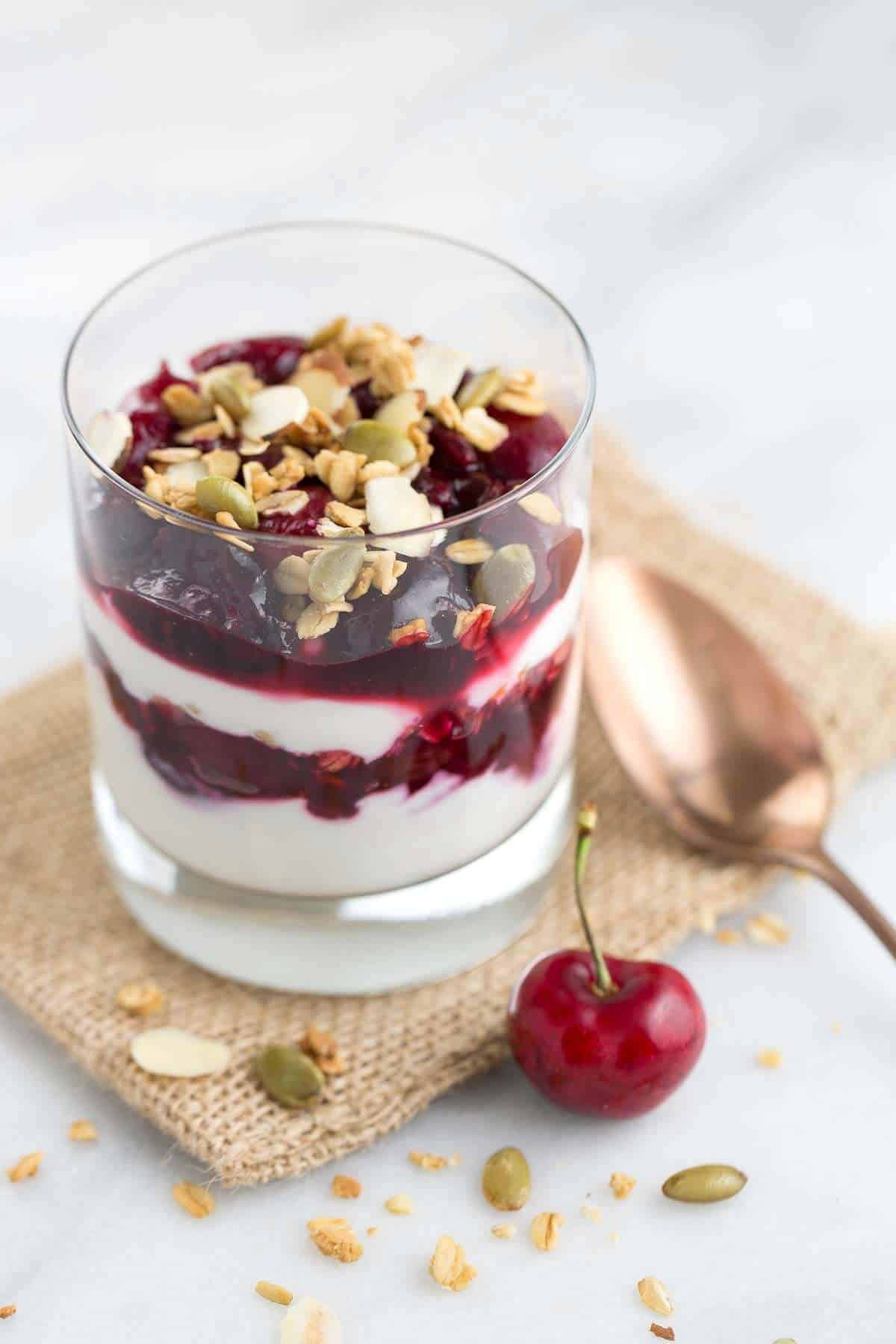 Healthy Breakfast Parfait Recipes
 Cherry Yogurt Parfaits Topped with Crunchy Granola