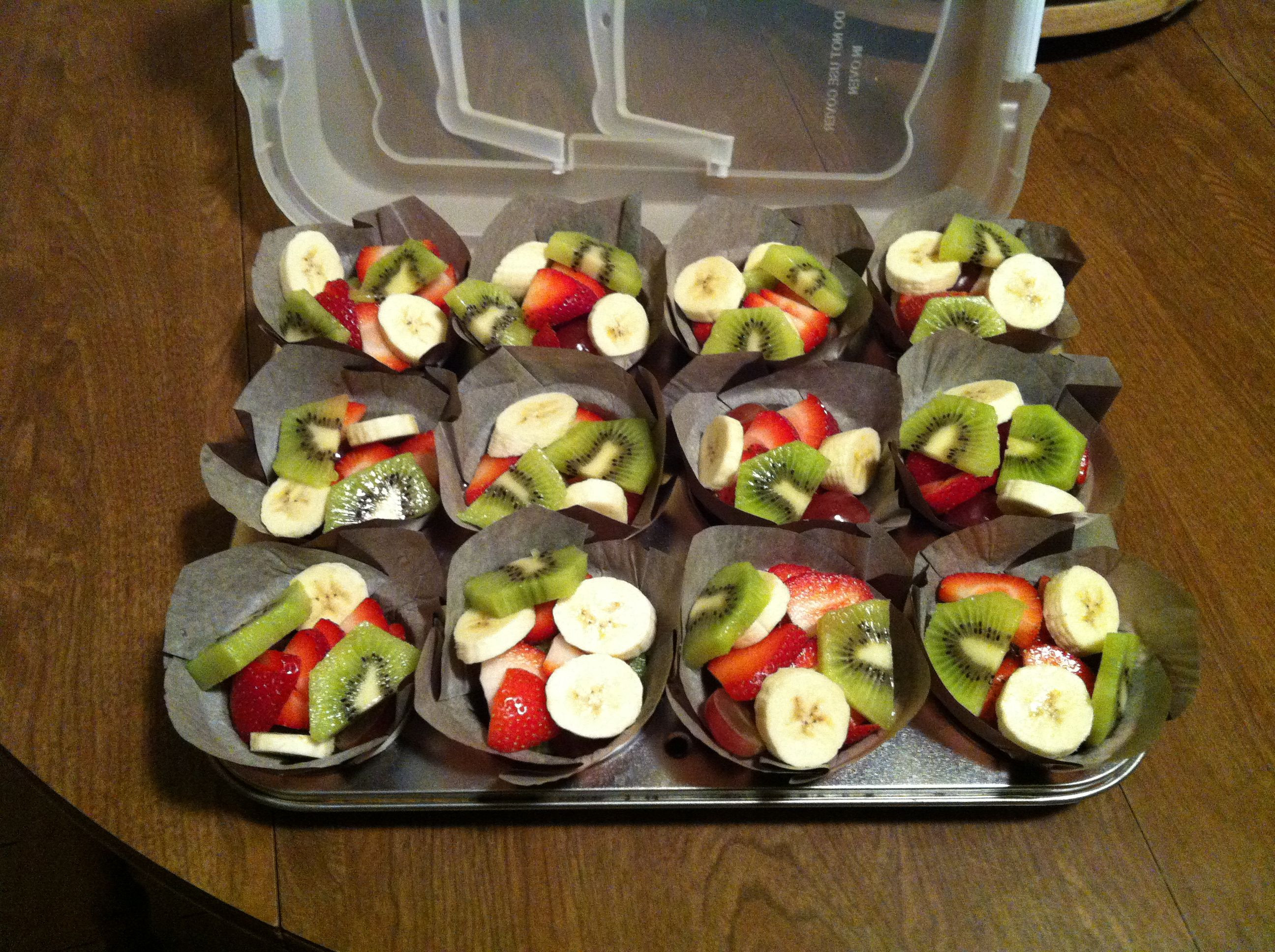 Healthy Breakfast Potluck Ideas
 Fruit cups in parchment muffin cups Totally cute idea for