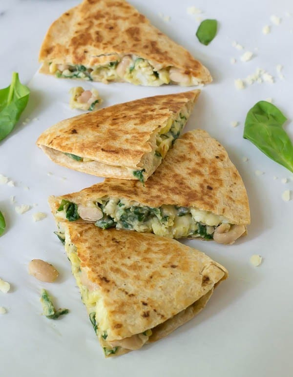 Healthy Breakfast Quesadilla
 Breakfast Quesadilla with Cheese Spinach and White Beans