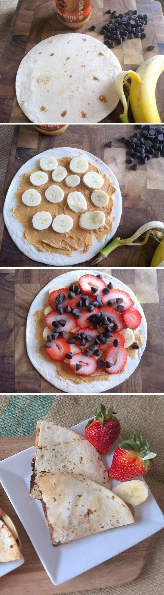 Healthy Breakfast Quesadilla
 Breakfast Quesadillas Tortilla nut butter strawberries