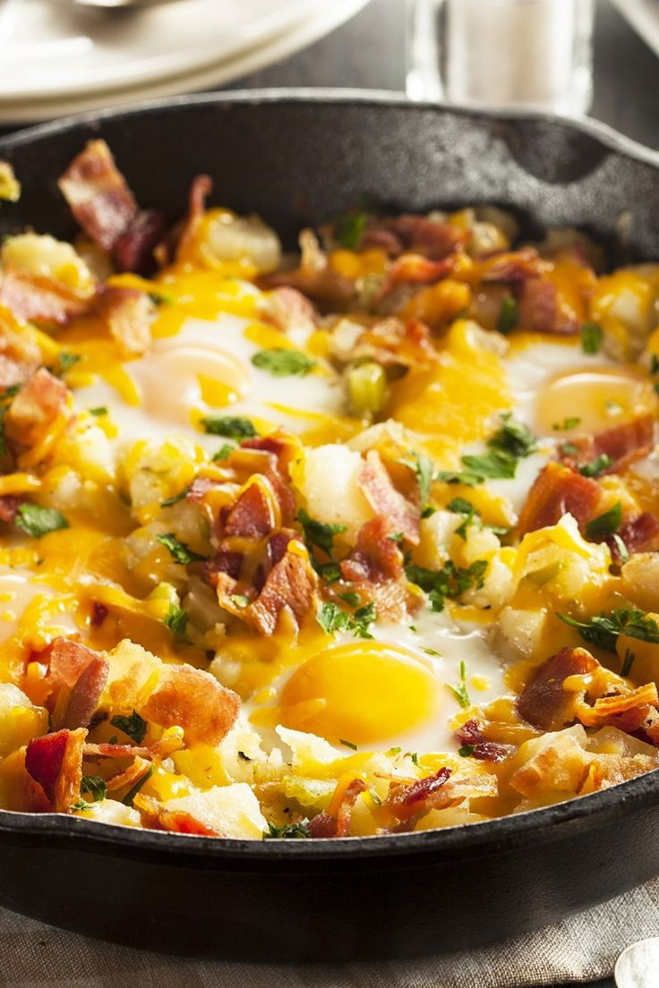 Healthy Breakfast Skillet
 Cheesy Potato Bacon Egg Skillet – Best Easy Fast & Healthy