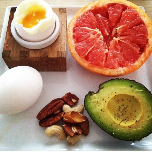 Healthy Breakfast With Boiled Eggs
 Healthy Breakfast Grapefruit avocado nuts boiled egg