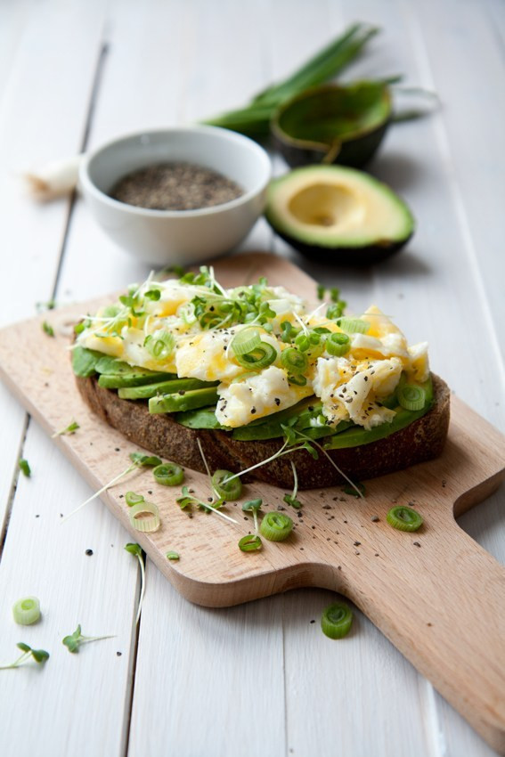 Healthy Breakfast With Eggs And Avocado
 Scrambled eggs avocado toast