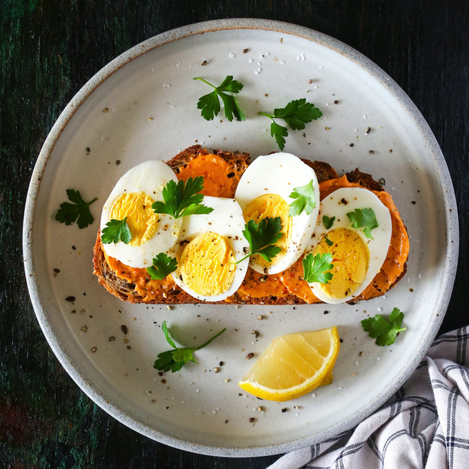 Healthy Breakfast With Hard Boiled Eggs
 Hard Boiled Egg Toast with Harissa Butter