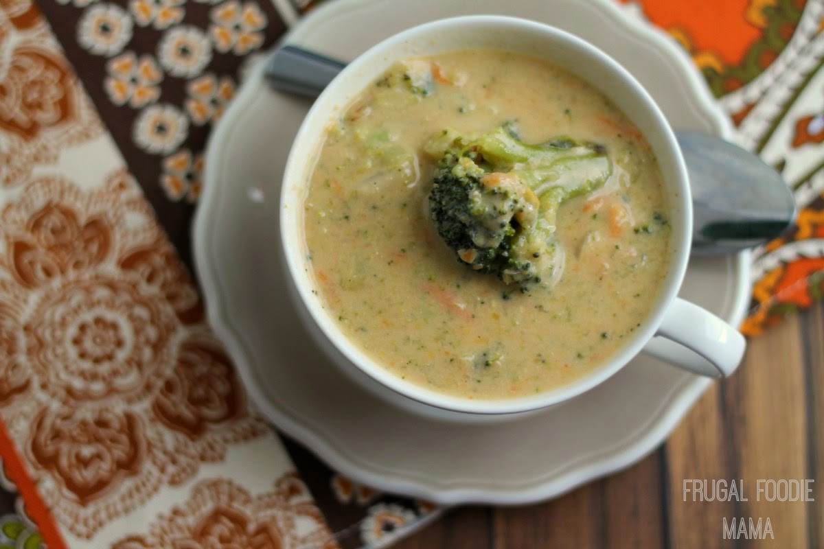 Healthy Broccoli Cheddar Soup
 Frugal Foo Mama Light & Healthy Broccoli Cheddar Soup