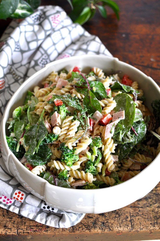 Healthy Broccoli Pasta Salad
 Ham and Broccoli Pasta Salad with Creamy Yogurt Dressing