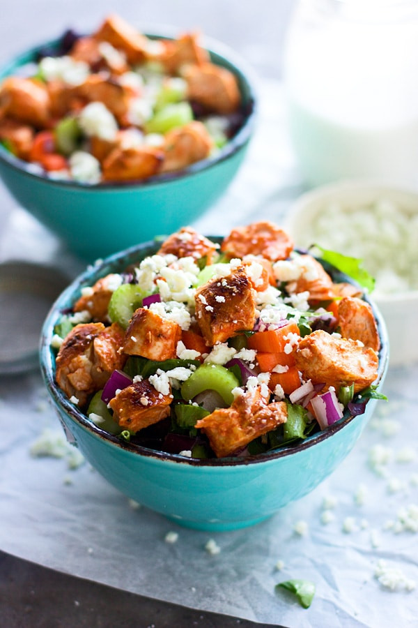 Healthy Buffalo Chicken Salad
 Healthy Chopped Buffalo Chicken Salad with Creamy Blue