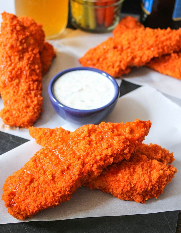 Healthy Buffalo Chicken Tenders
 Baked Buffalo Chicken Tenders with Dude Diet Ranch