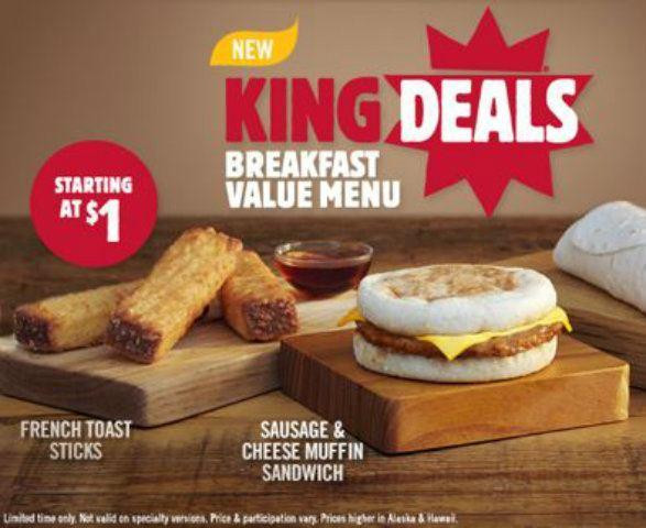 Healthy Burger King Breakfast
 Burger King Now fering Breakfast Value Menu
