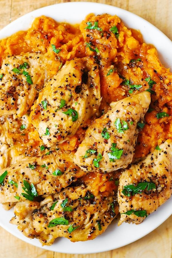 Healthy But Delicious Dinners
 Maple Glazed Chicken with Sweet Potatoes delicious easy