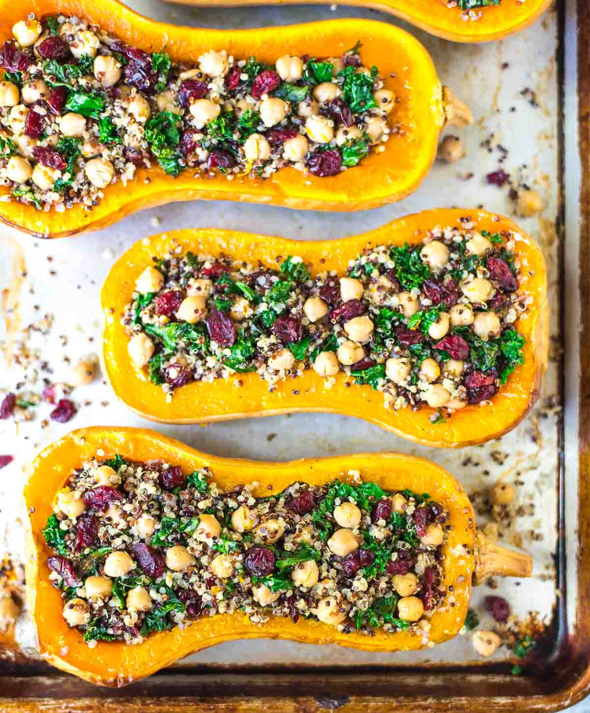 Healthy Butternut Squash Recipes
 Quinoa Stuffed Butternut Squash with Cranberries and Kale