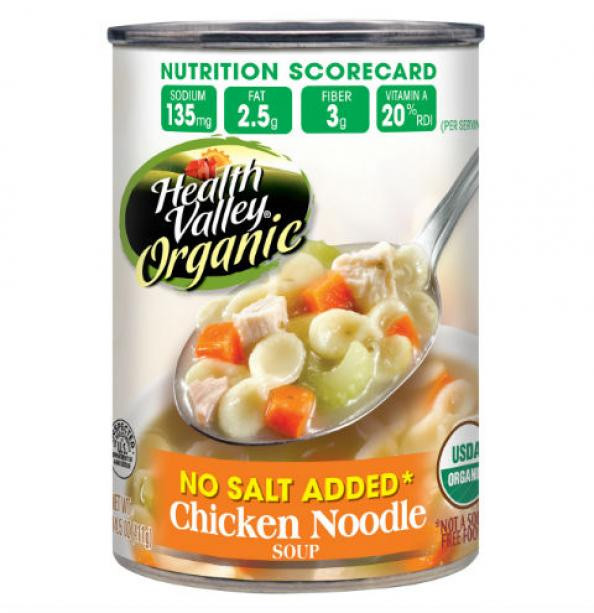 Healthy Canned Soups
 7 Health Valley Organic No Salt Added Chicken Noodle